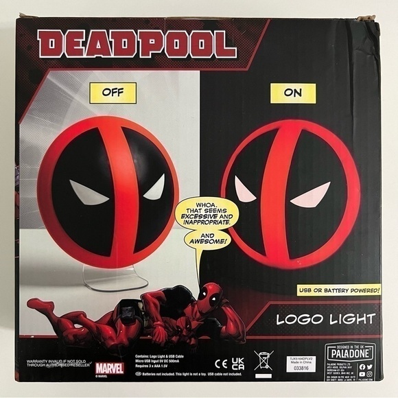 Marvel Deadpool Logo Light Freestanding & Wall Mountable Brand New - Picture 2 of 6